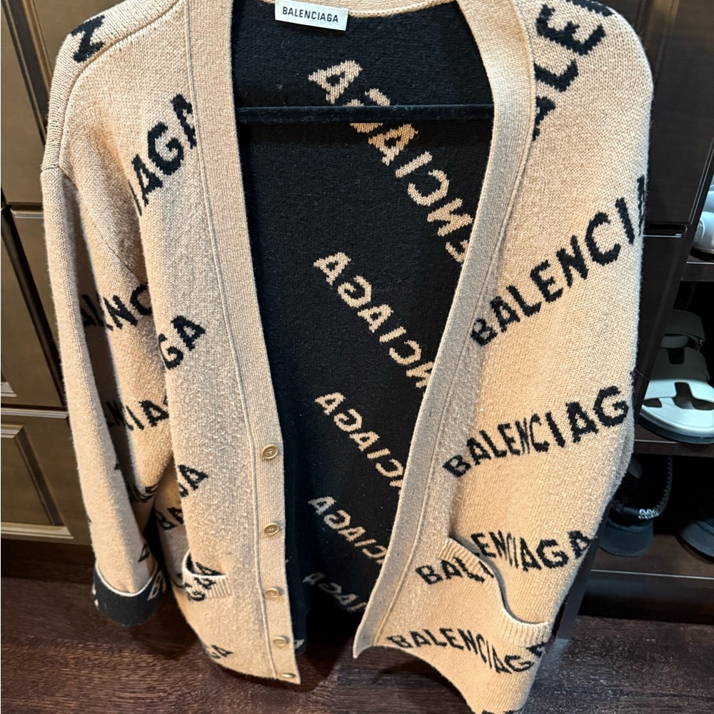 Balenciaga Beige and Black Cardigan